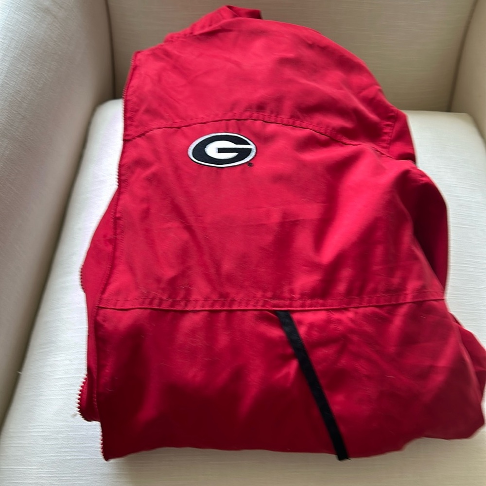 Large UGA jacket with hood and secret stash inside pocket